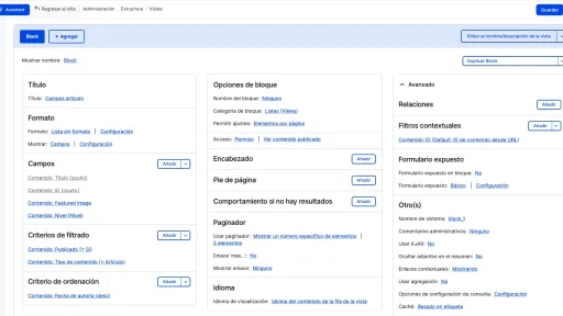 Vista campos para Canvas